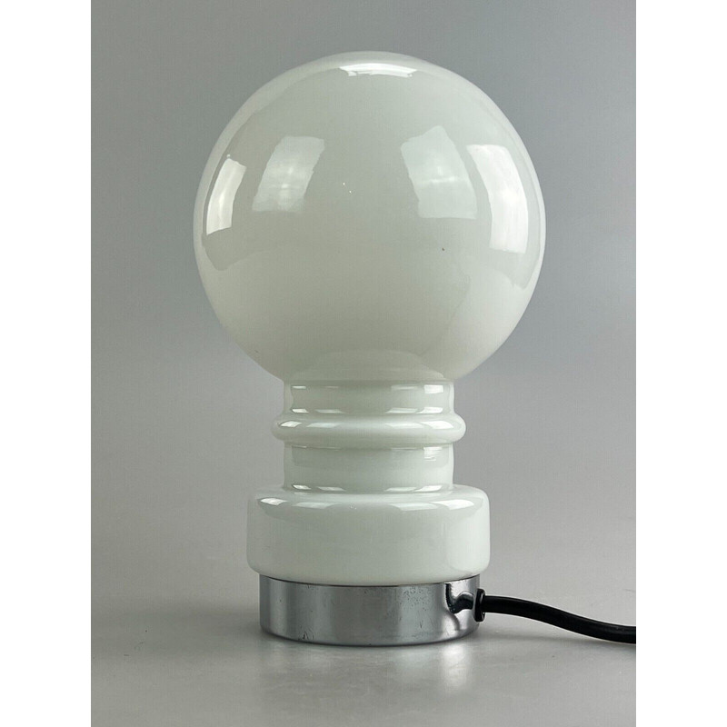 Lampada a sfera vintage in vetro e cromo, 1960-1970