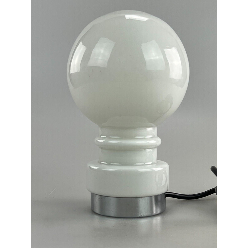 Vintage glazen en chromen bollamp, 1960-1970