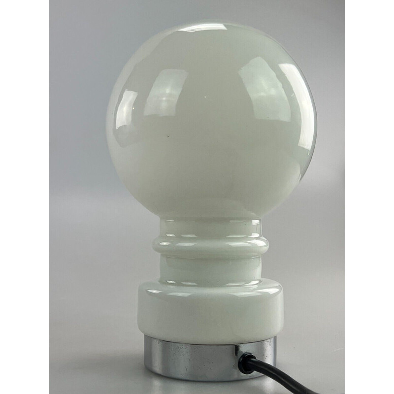 Lámpara de bola vintage de cristal y cromo, 1960-1970