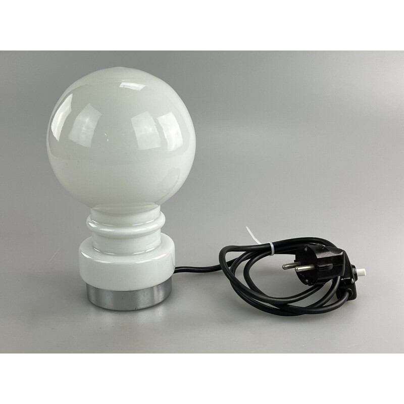 Vintage ball lamp in glass and chrome, 1960-1970s