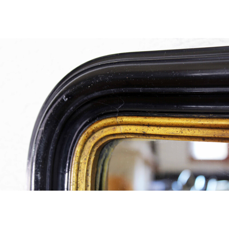 Miroir Napoleon III vintage noir et doré