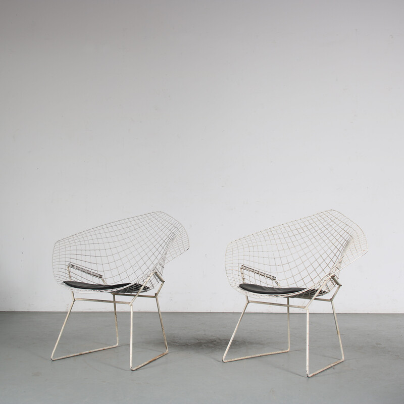 Pair of vintage "Little Diamonds" armchair by Harry Bertoia for Knoll International, USA 1970s