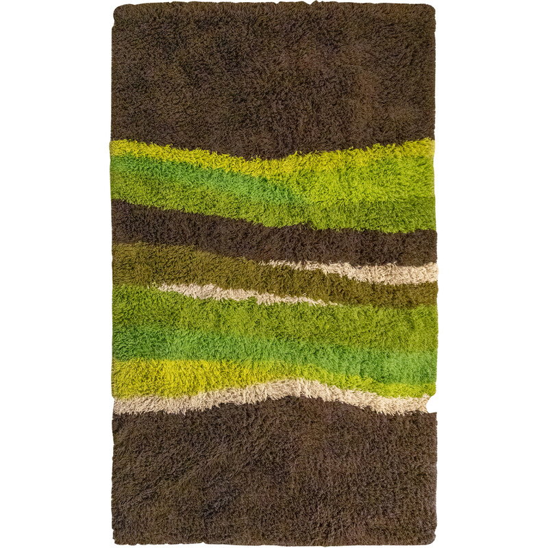 Vintage brown and green rainbow Desso rug