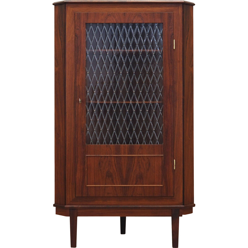 Vintage rosewood corner display cabinet, Denmark 1970s