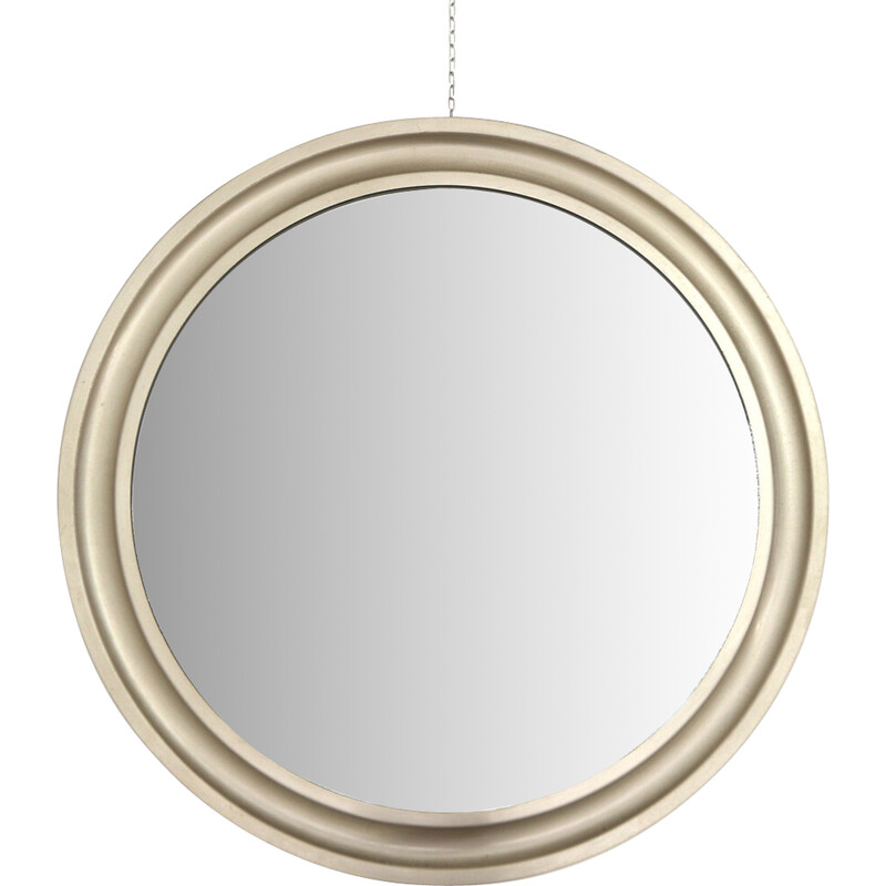 Vintage brushed aluminum mirror by Sergio Mazza for Artemide, 1960s