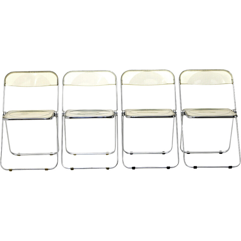 Set of 4 vintage "Plia" folding chairs by Giancarlo Piretti for Anonima Castelli, 1960s