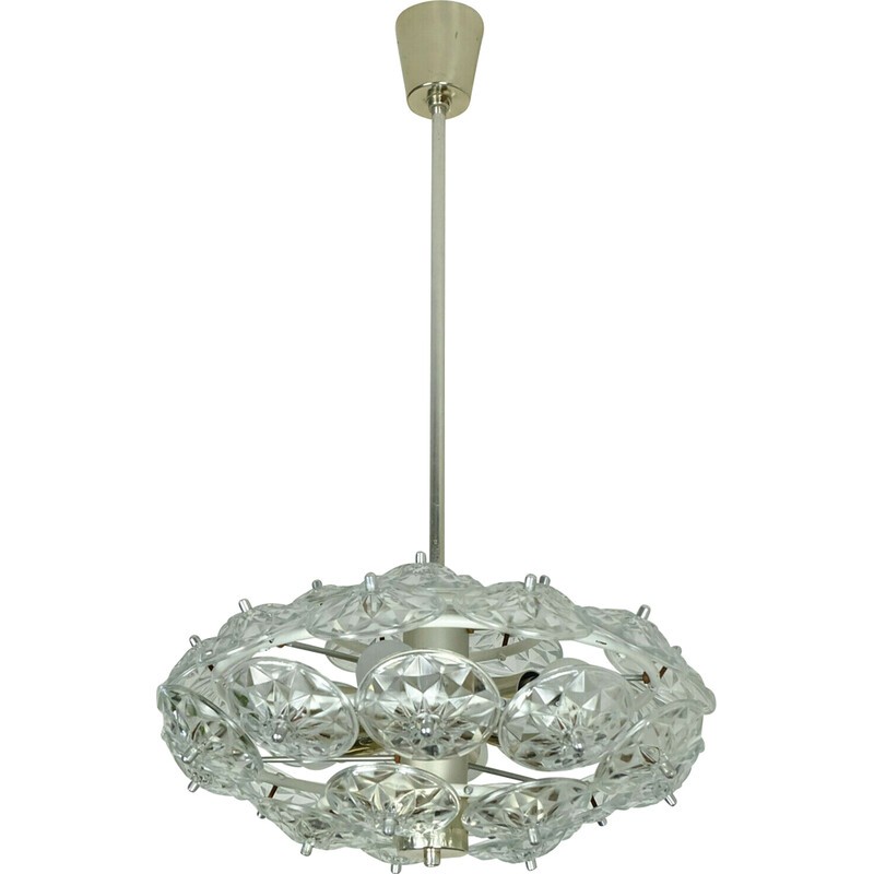 Candelabro Vintage sputnik com 32 prismas de vidro facetado, 1960