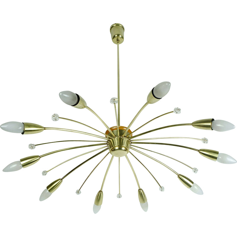 Mid century sputnik spider chandelier by Rupert Nikoll, Austria 1950s