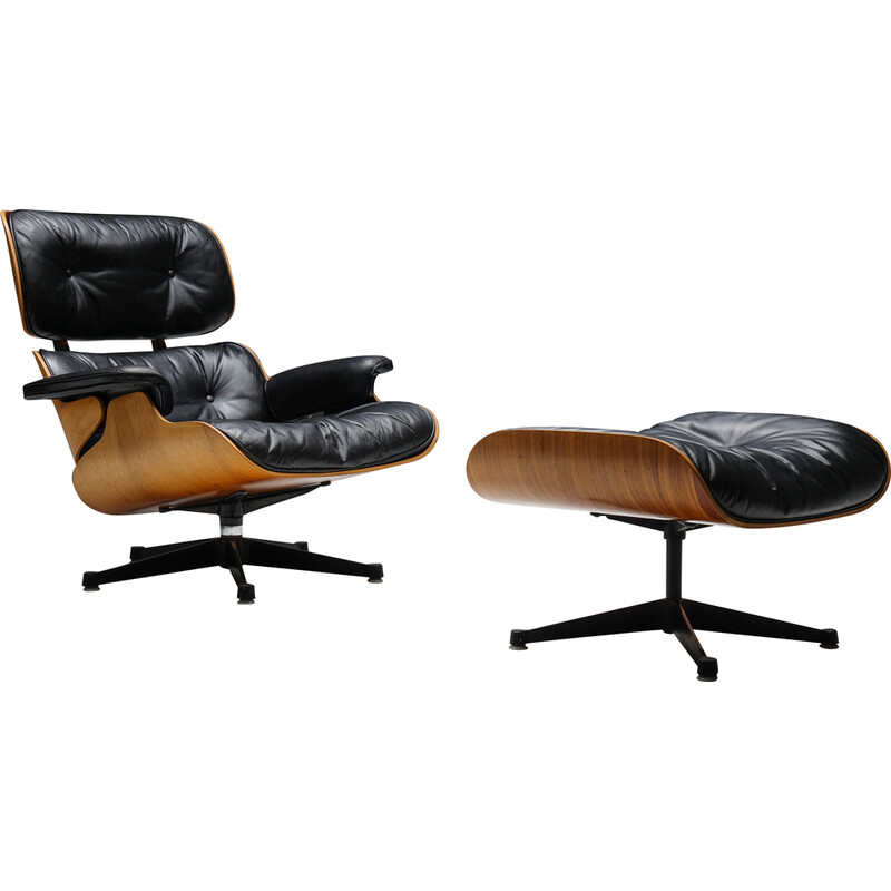 Vintage Sessel mit Ottoman von Charles und Ray Eames für Herman Miller, 1957