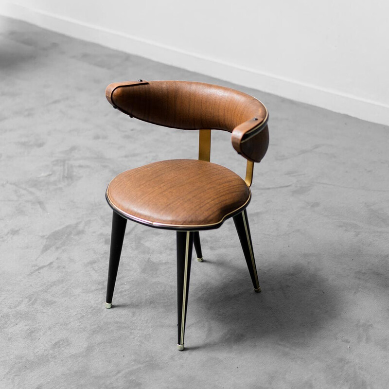 Pareja de sillas vintage de cuero ecológico Mascagni, años 60