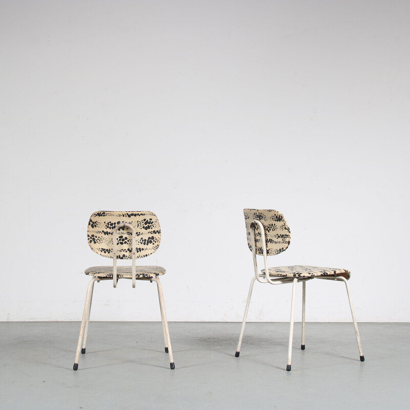Pair of vintage side chairs by Willy van de Meeren for Tubax, Belgium 1950s