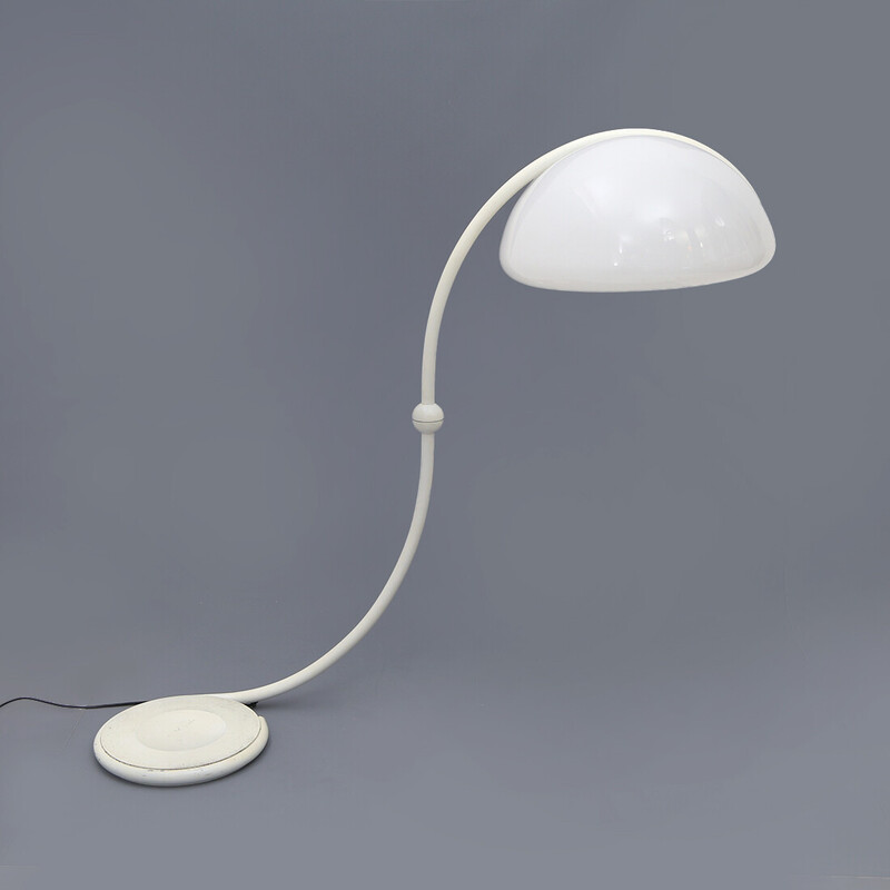 Vintage white "Serpente" floor lamp by Elio Martinelli for Martinelli, 1960s