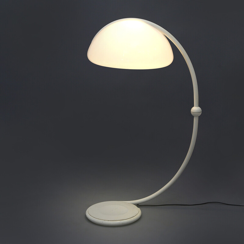 Vintage white "Serpente" floor lamp by Elio Martinelli for Martinelli, 1960s