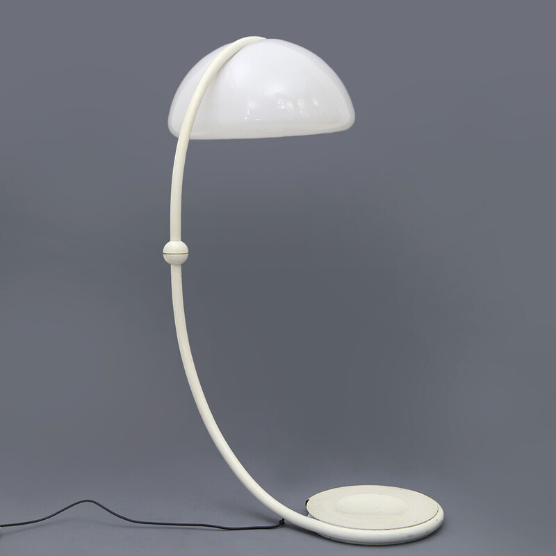 Lampada da terra vintage "Serpente" bianca di Elio Martinelli per Martinelli, 1960