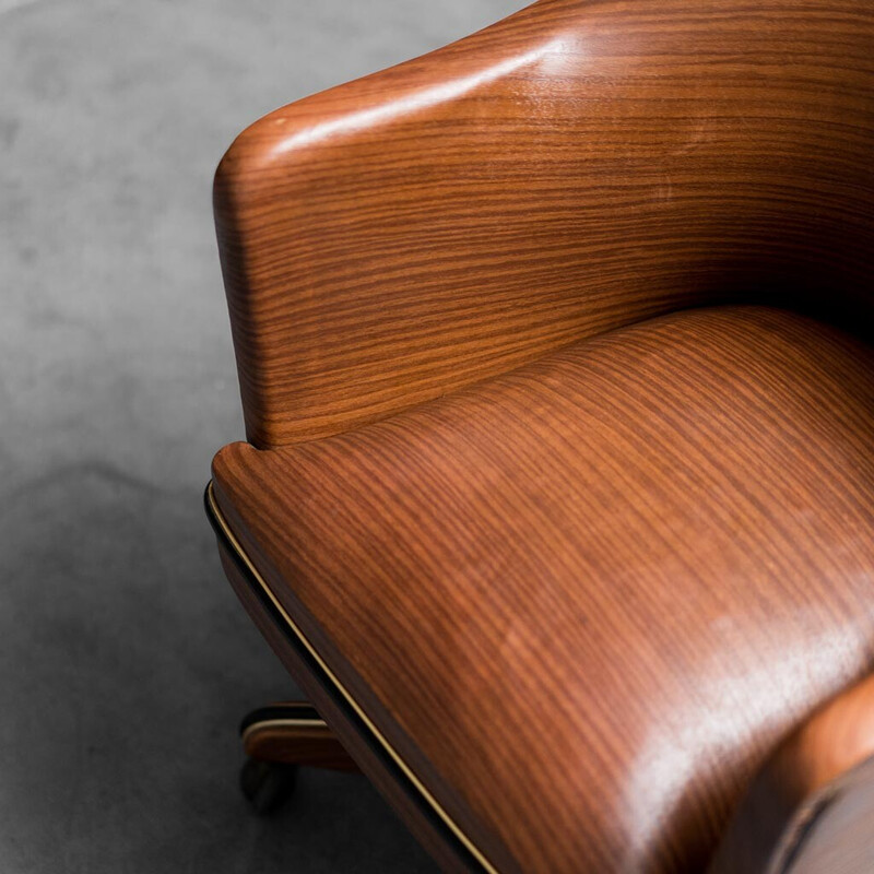 Vintage Mascagni office armchair in eco-leather, 1960s