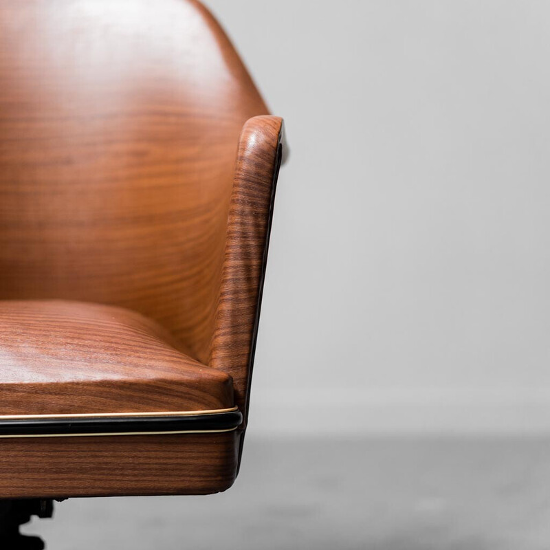 Vintage Mascagni office armchair in eco-leather, 1960s