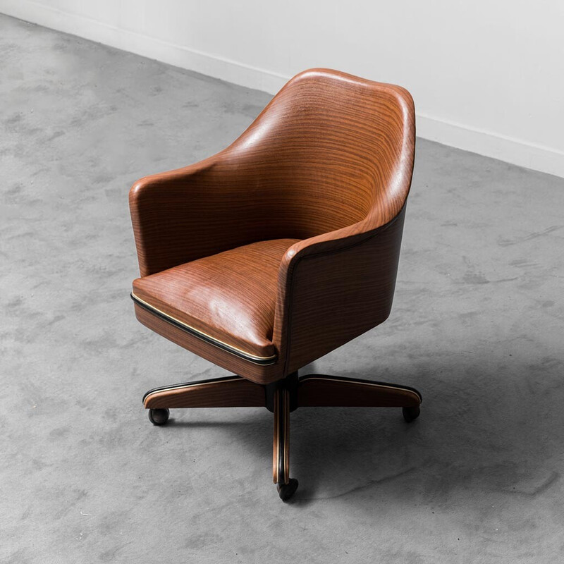 Vintage Mascagni office armchair in eco-leather, 1960s