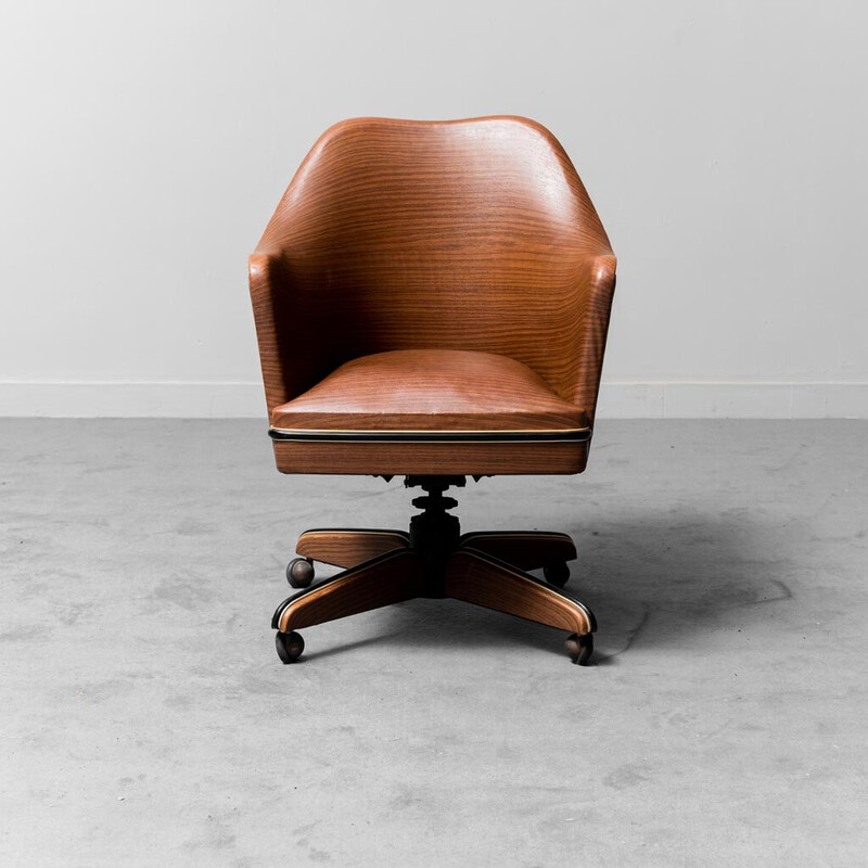 Vintage Mascagni office armchair in eco-leather, 1960s