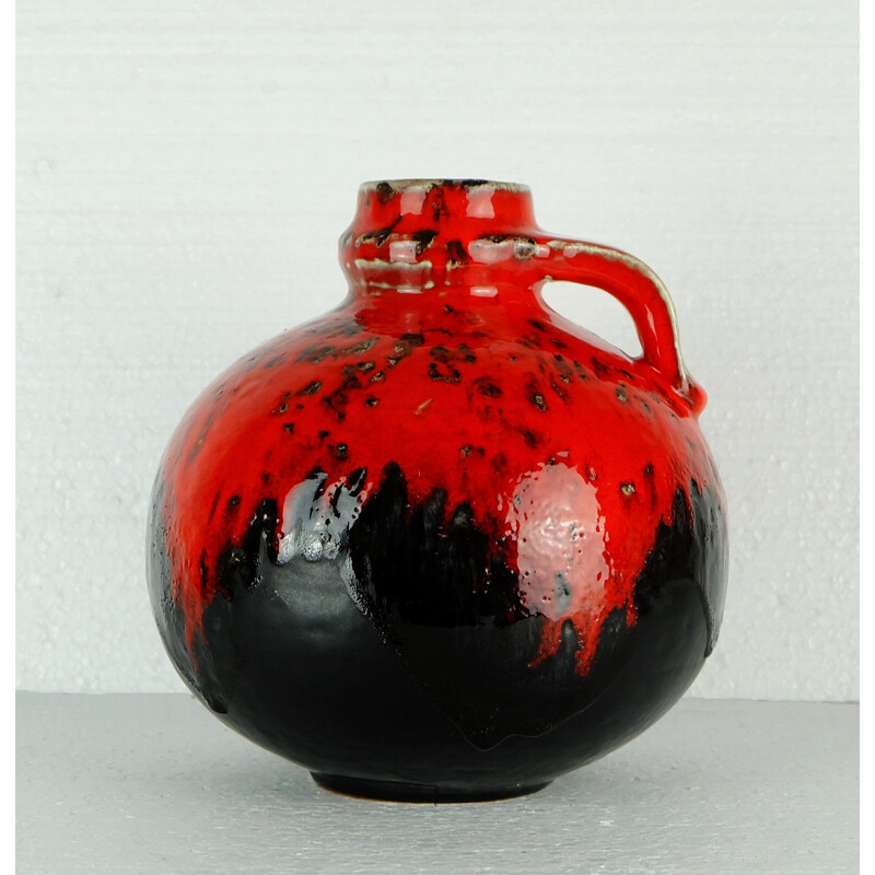 Carstens Toennishof vase "C263-20" in red and black, Gerda HEUCKEROTH - 1960s