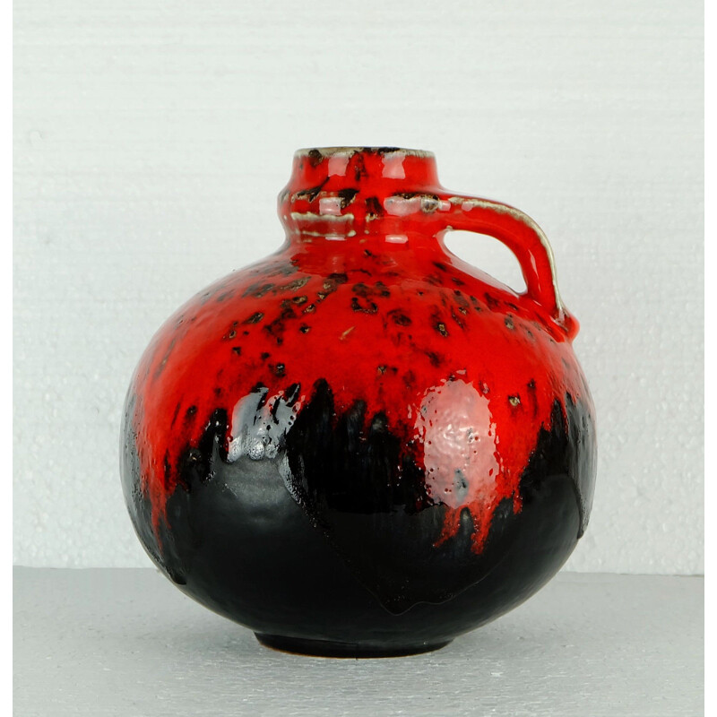 Vase "C263-20" Carsten Toennishof en rouge et noir, Gerda HEUCKEROTH - 1960