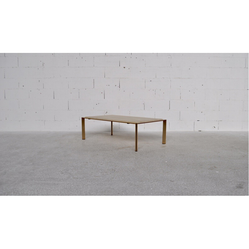 Table basse Artelano en pierre reconstituée et métal doré - 1970
