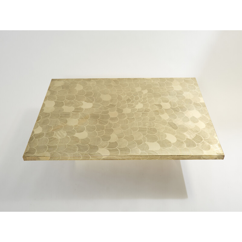 Belgian vintage coffee table in engraved brass by Christian Krekels, 1970