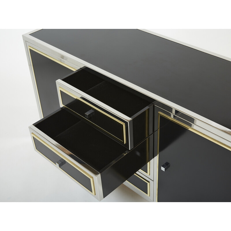 Vintage lacquered chrome and Plexiglas sideboard by Michel Pigneres, 1970