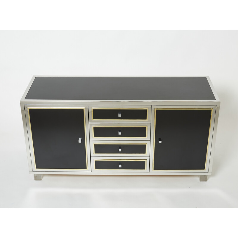 Vintage lacquered chrome and Plexiglas sideboard by Michel Pigneres, 1970