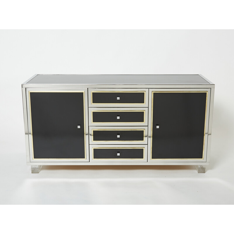 Vintage lacquered chrome and Plexiglas sideboard by Michel Pigneres, 1970