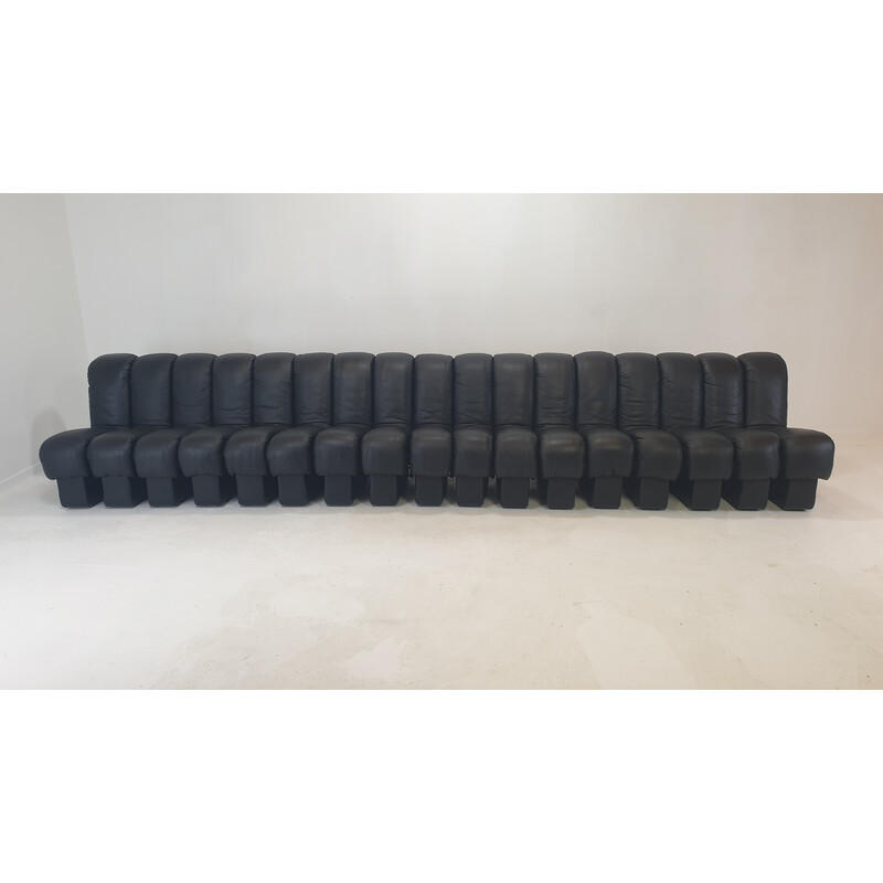 Modulares Vintage-Sofa Ds-600 "Non Stop" in schwarzem Leder von De Sede, 1972