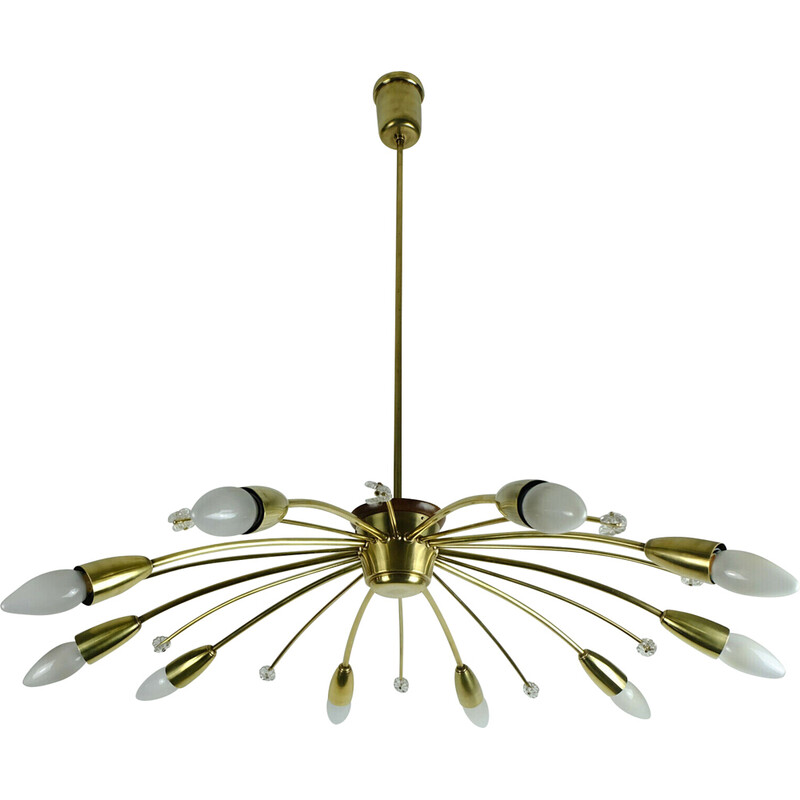 Mid century sputnik spider chandelier by Rupert Nikoll, Austria 1950s