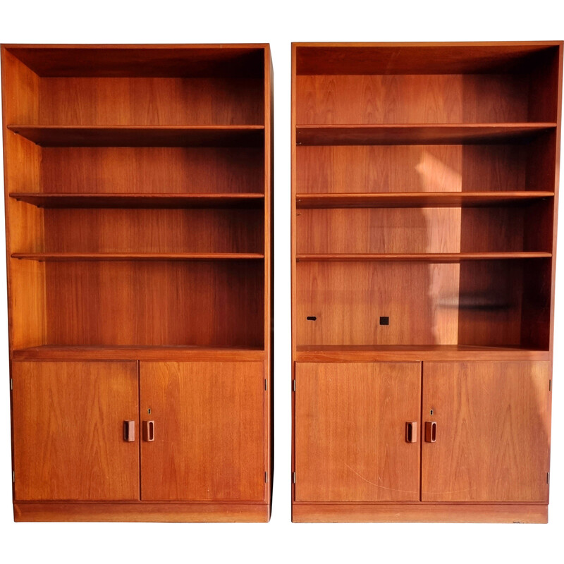 Pair of teak vintage bookcases by Børge Mogensen for Søborg Møbler, 1960s