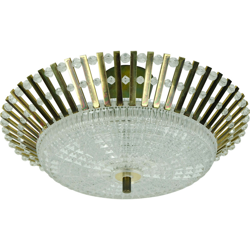 Vintage ceiling lamp in brass and glass acrylic by Palwa, 1960s