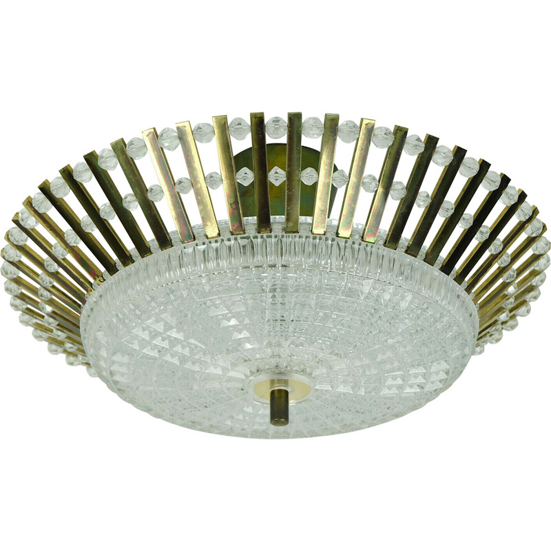 Vintage plafondlamp in messing en acrylglas van Palwa, 1960