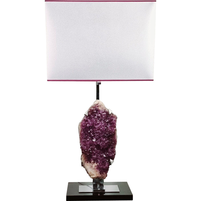 Vintage lamp in chromed metal and amethyst, 1970