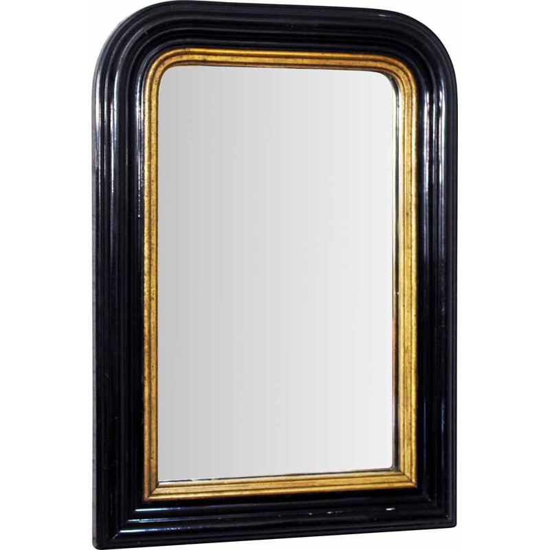 Miroir Napoleon III vintage noir et doré