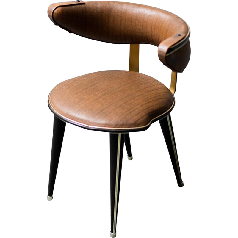 Par de cadeiras de couro ecológico Mascagni vintage, década de 1960