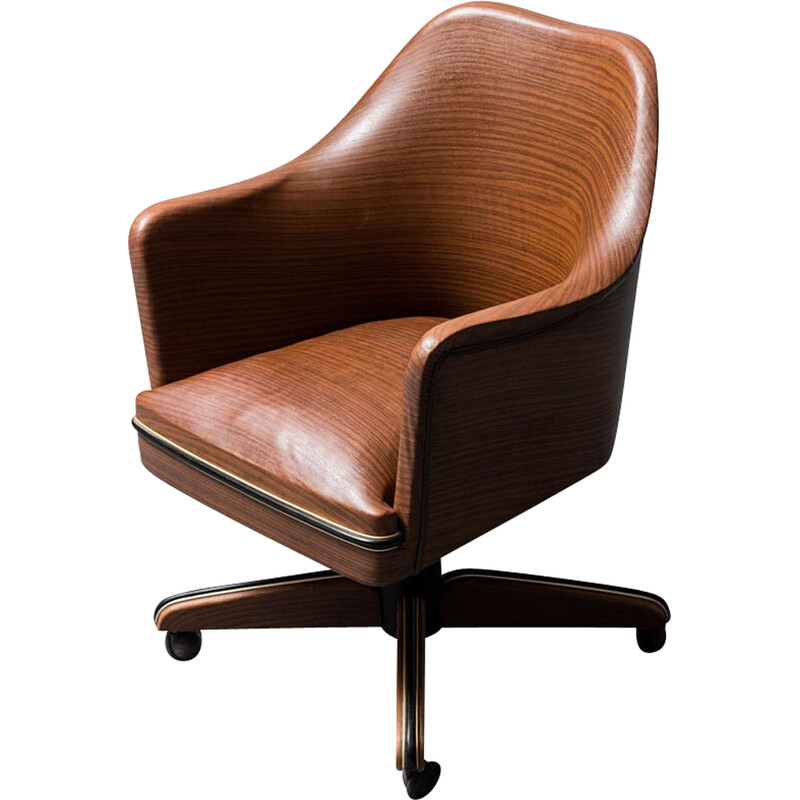 Fauteuil de bureau Mascagni vintage en cuir écologique, 1960