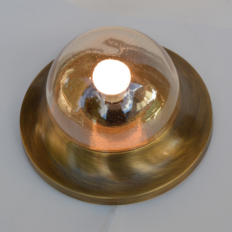 Vintage Hollywood Regency ceiling lamp with brass by Lc Leuchten, Germany 1970s