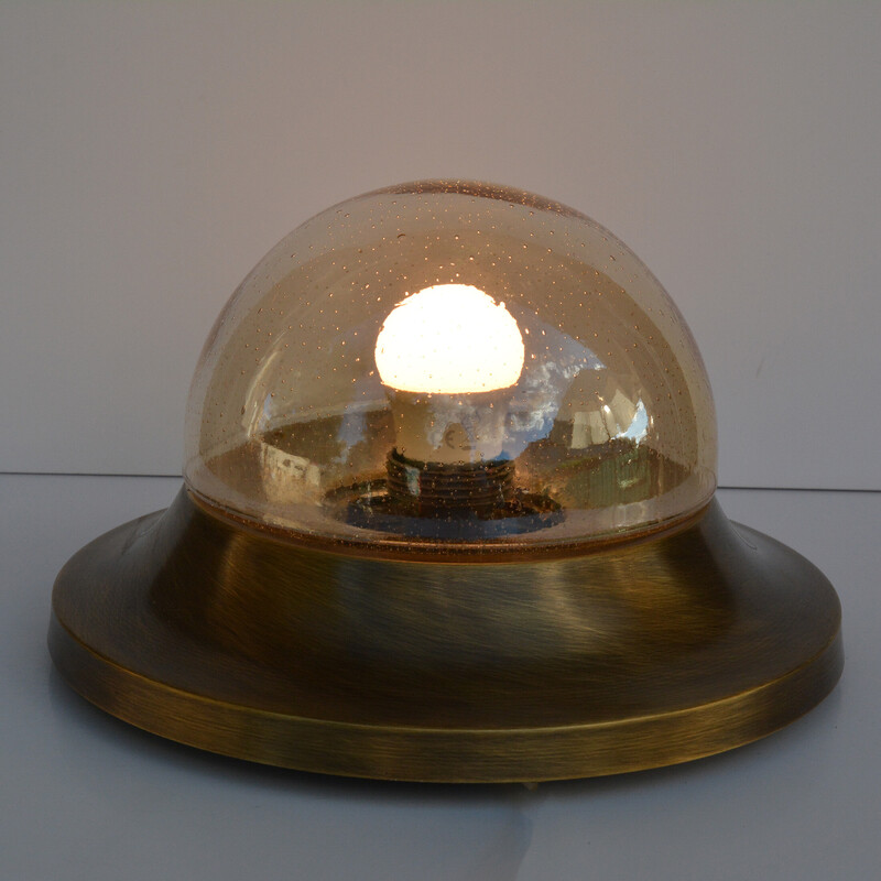 Vintage Hollywood Regency ceiling lamp with brass by Lc Leuchten, Germany 1970s