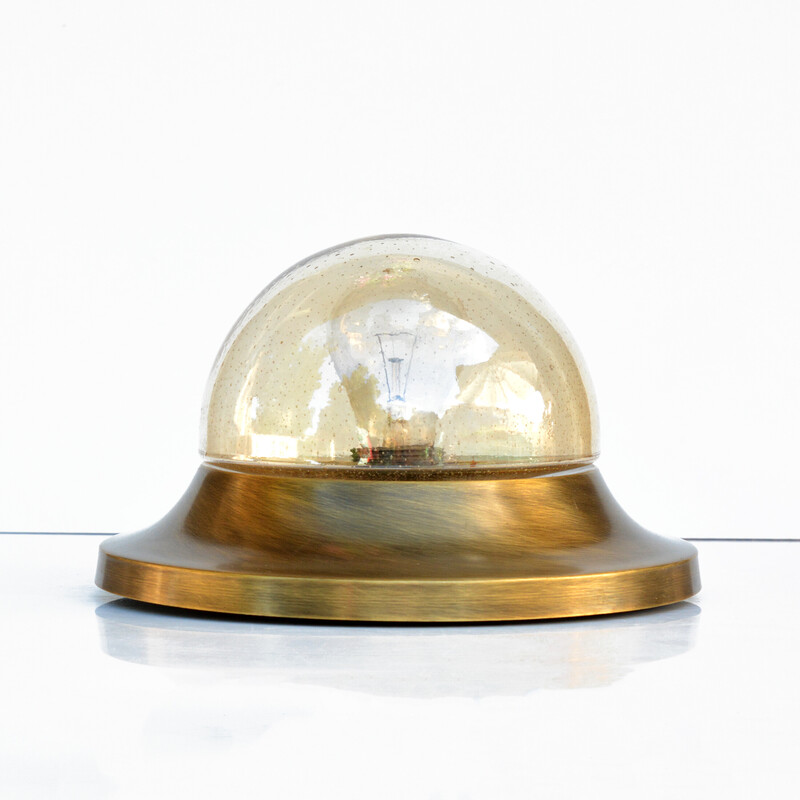 Vintage Hollywood Regency ceiling lamp with brass by Lc Leuchten, Germany 1970s