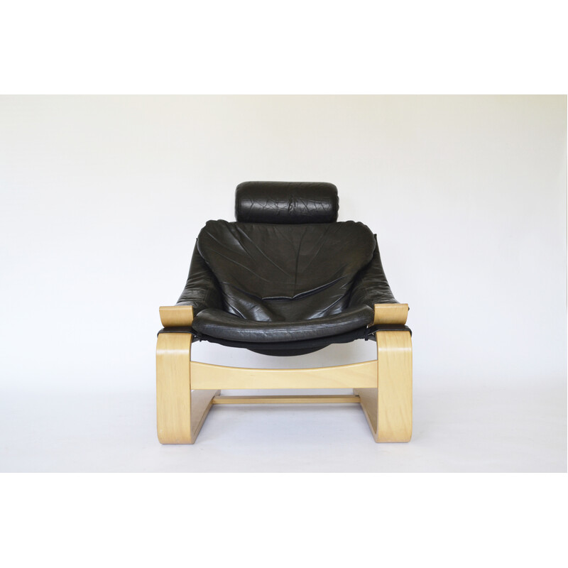 Vintage leather Kroken lounge chair by Åke Fribytter for Nelo Mobel, 1970s