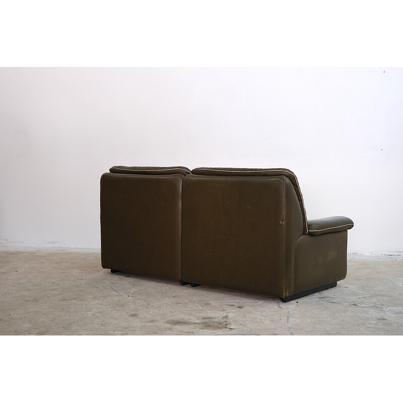 Vintage-Sofa Ds 66 in olivfarbenem Leder von De Sede, 1970
