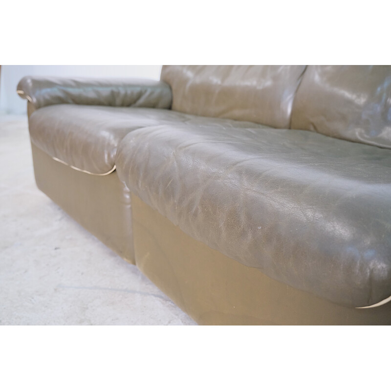 Vintage Ds 66 sofa in olive leather by De Sede, 1970s