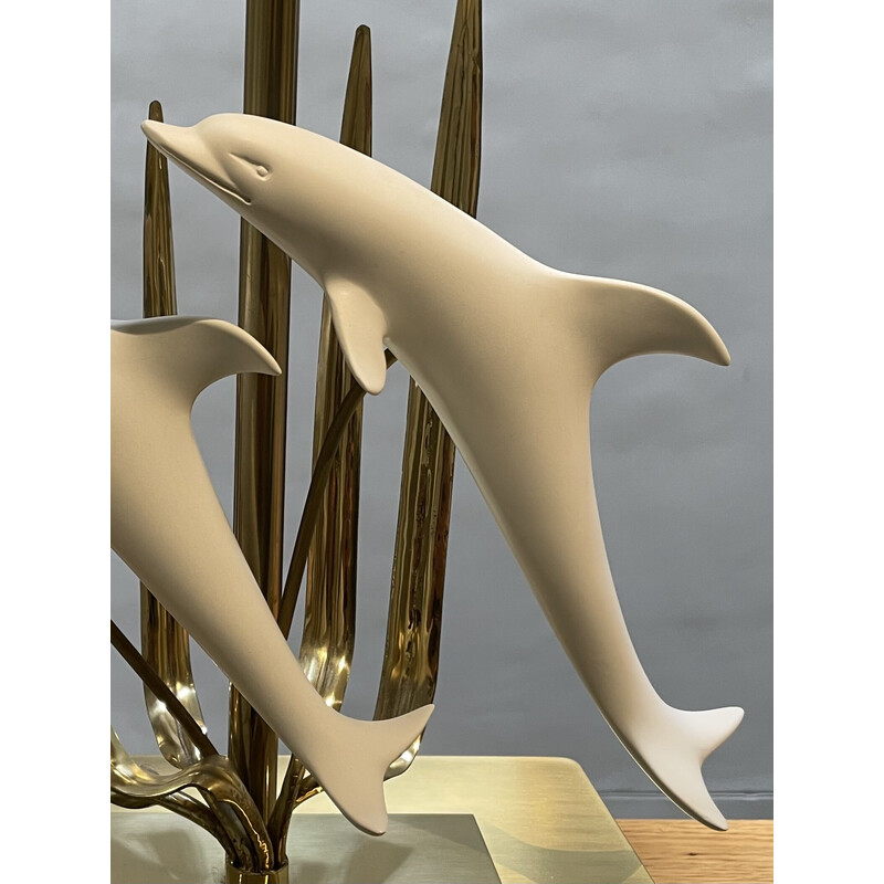 Vintage Dolphins lamp by Pierre Delbee for Maison Jansen