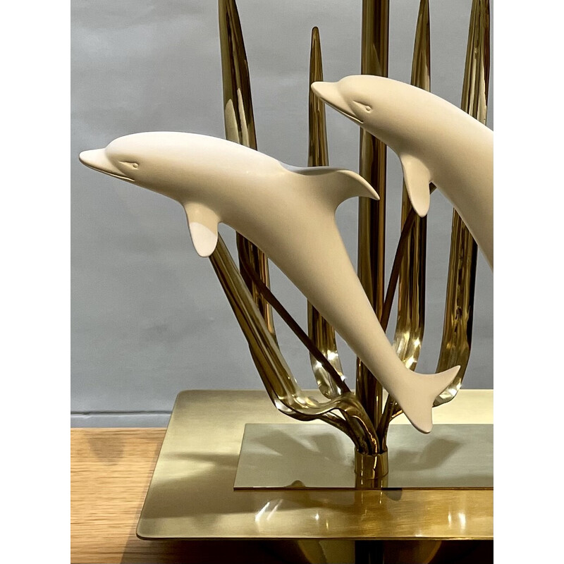Vintage Dolphins lamp by Pierre Delbee for Maison Jansen