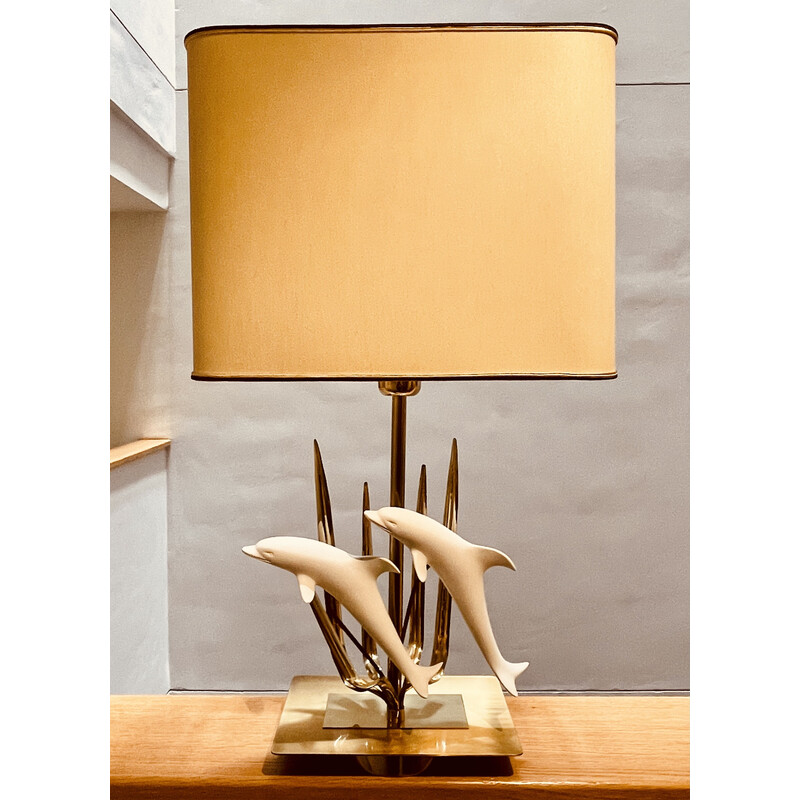 Vintage Dolphins lamp by Pierre Delbee for Maison Jansen