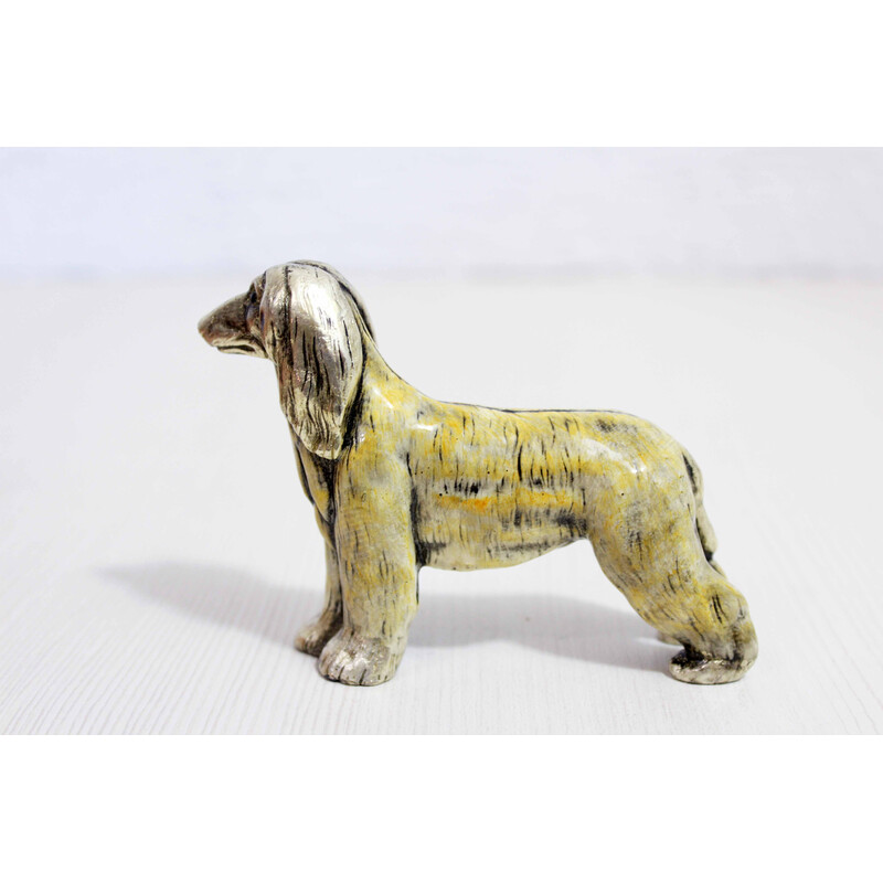 Massief tinnen vintage Afghaanse hond sculptuur, Italië 1970