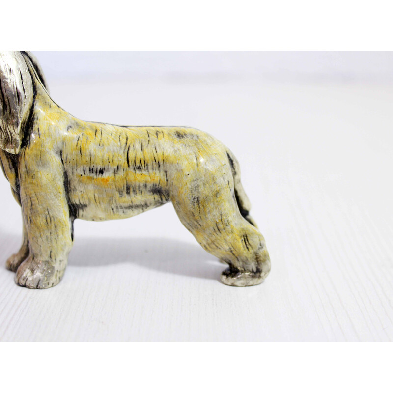 Sculpture of vintage Afghan dogs in solid pewter, Italy 1970s