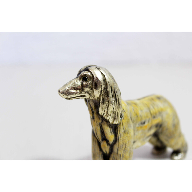 Skulptur von afghanischen Hunden Vintage in massivem Zinn, Italien 1970